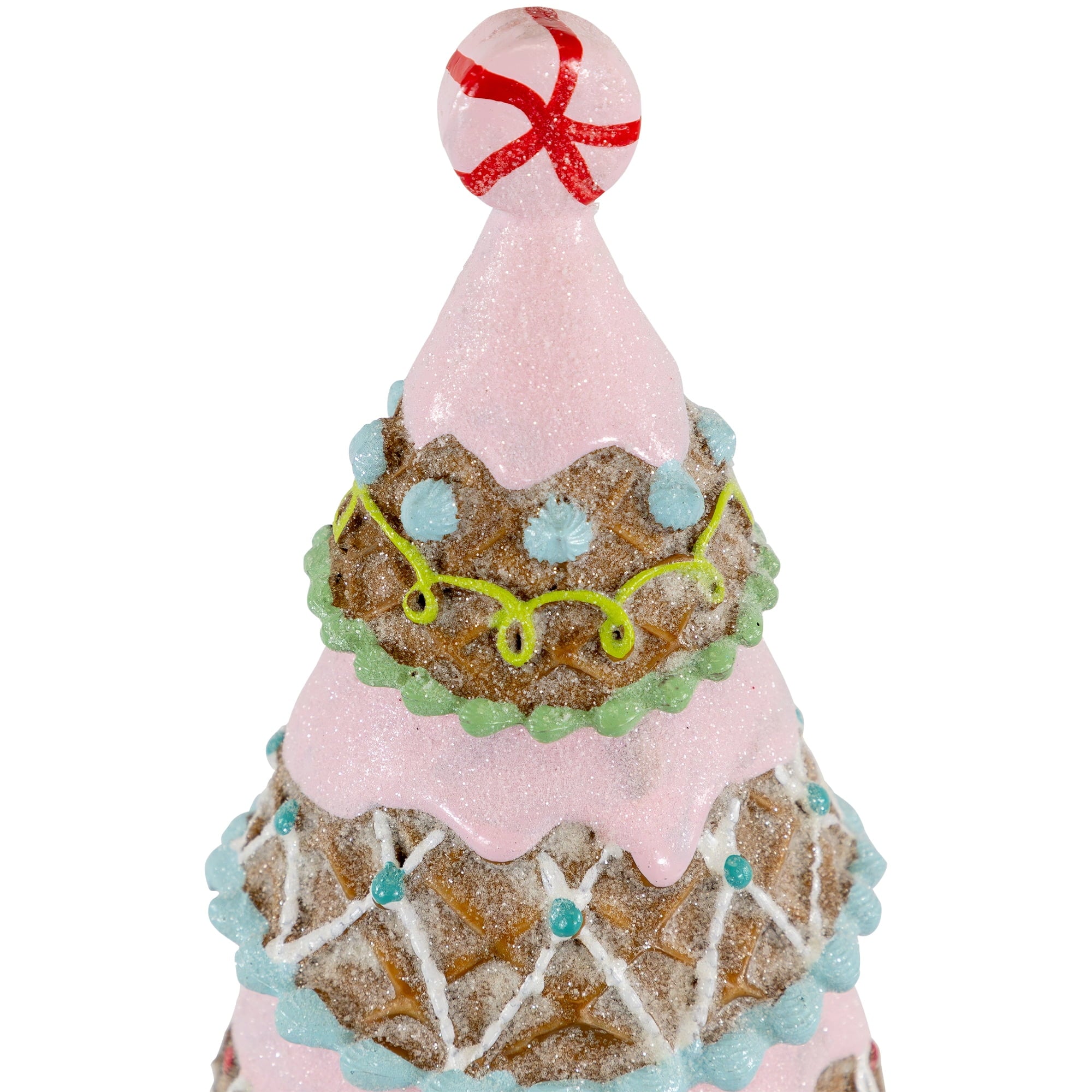 10.25" Pink Frosting and Waffle Cone Christmas Cupcake Tree Tabletop Centerpiece