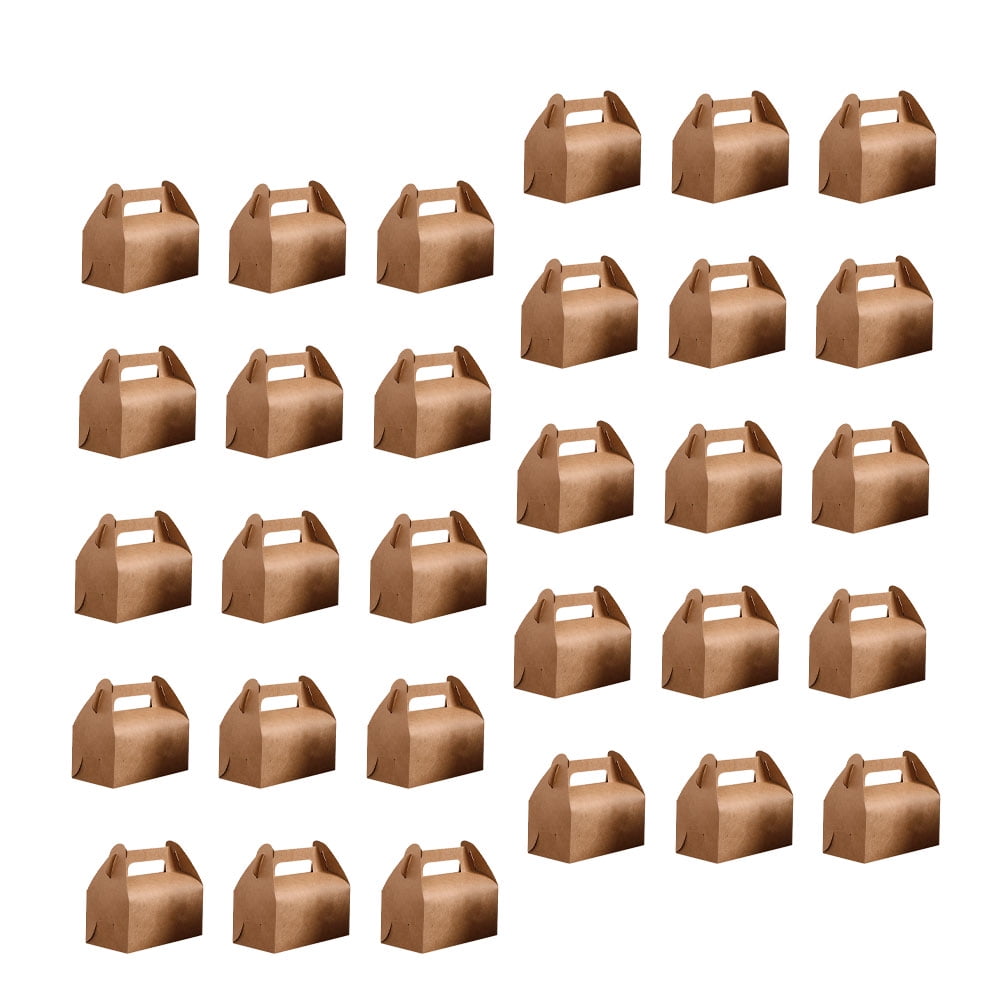 Worgeous 30 Pcs Candy Box Kraft Paper Foldable Candy Packaging Tote Bags Party Favors Sweet Container for Home Shop Gift (Large Size)