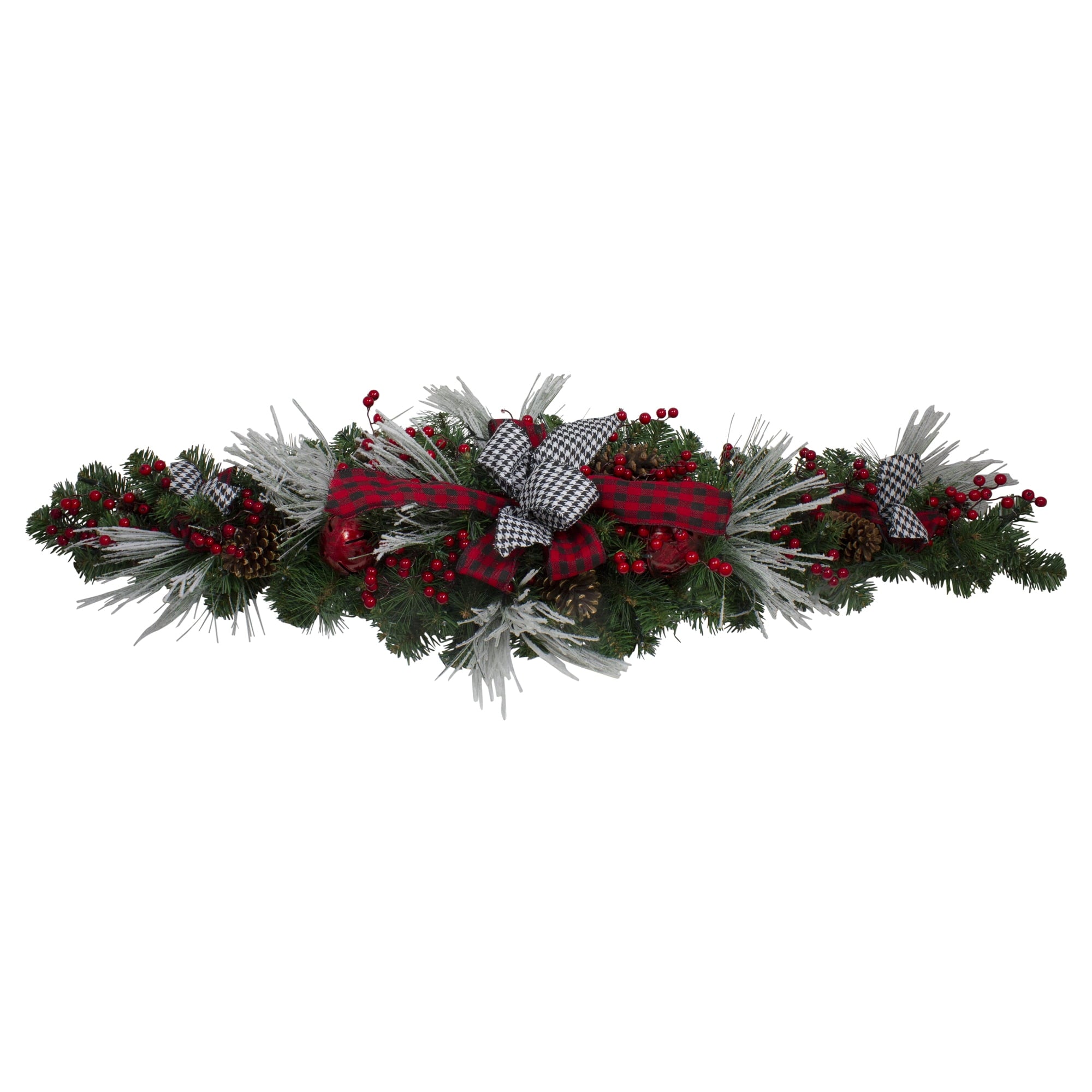 52" Houndstooth Bows and Berries Artificial Christmas Swag Unlit
