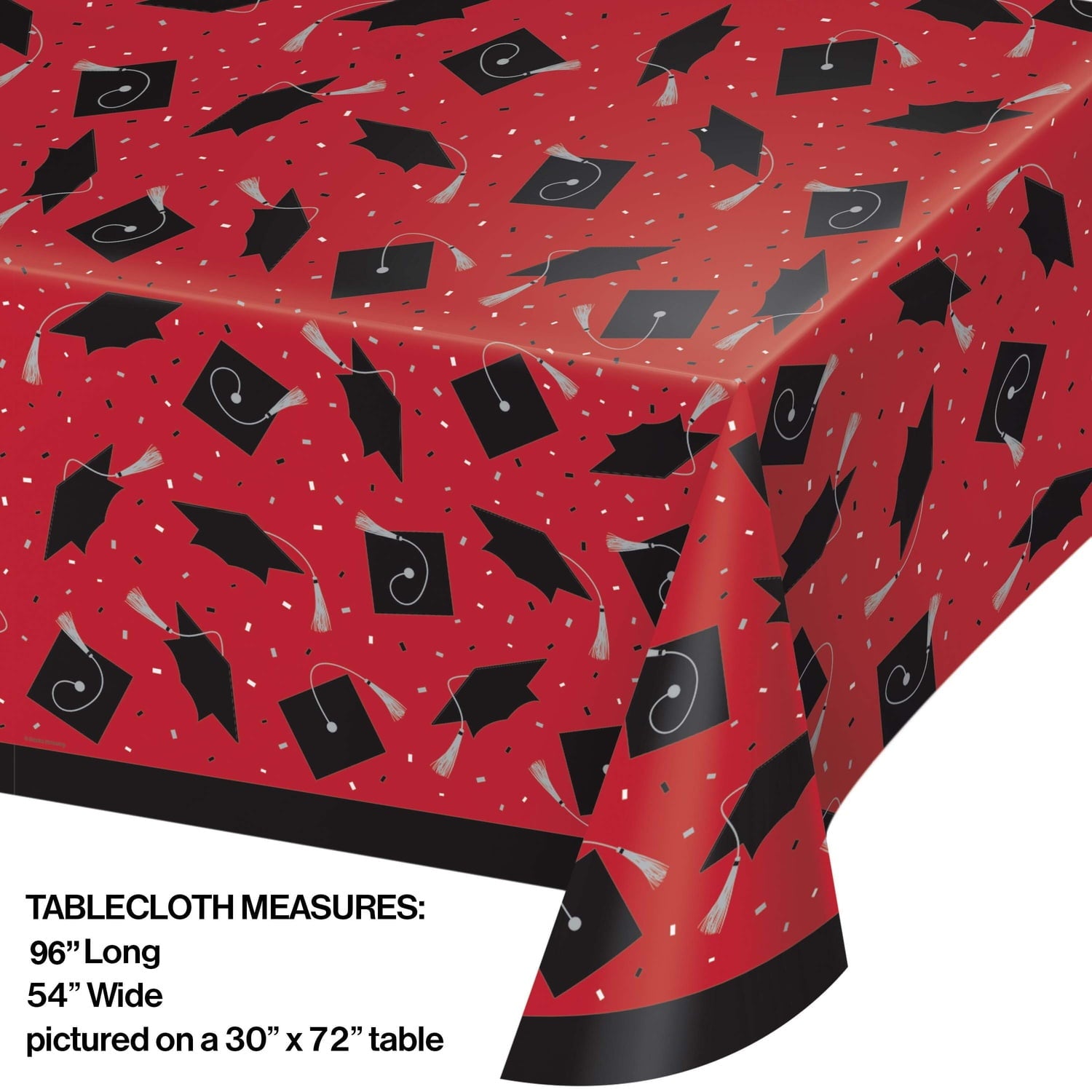 Creative Converting School Spirit Red Graduation Plastic Tablecloths, 3 ct.
