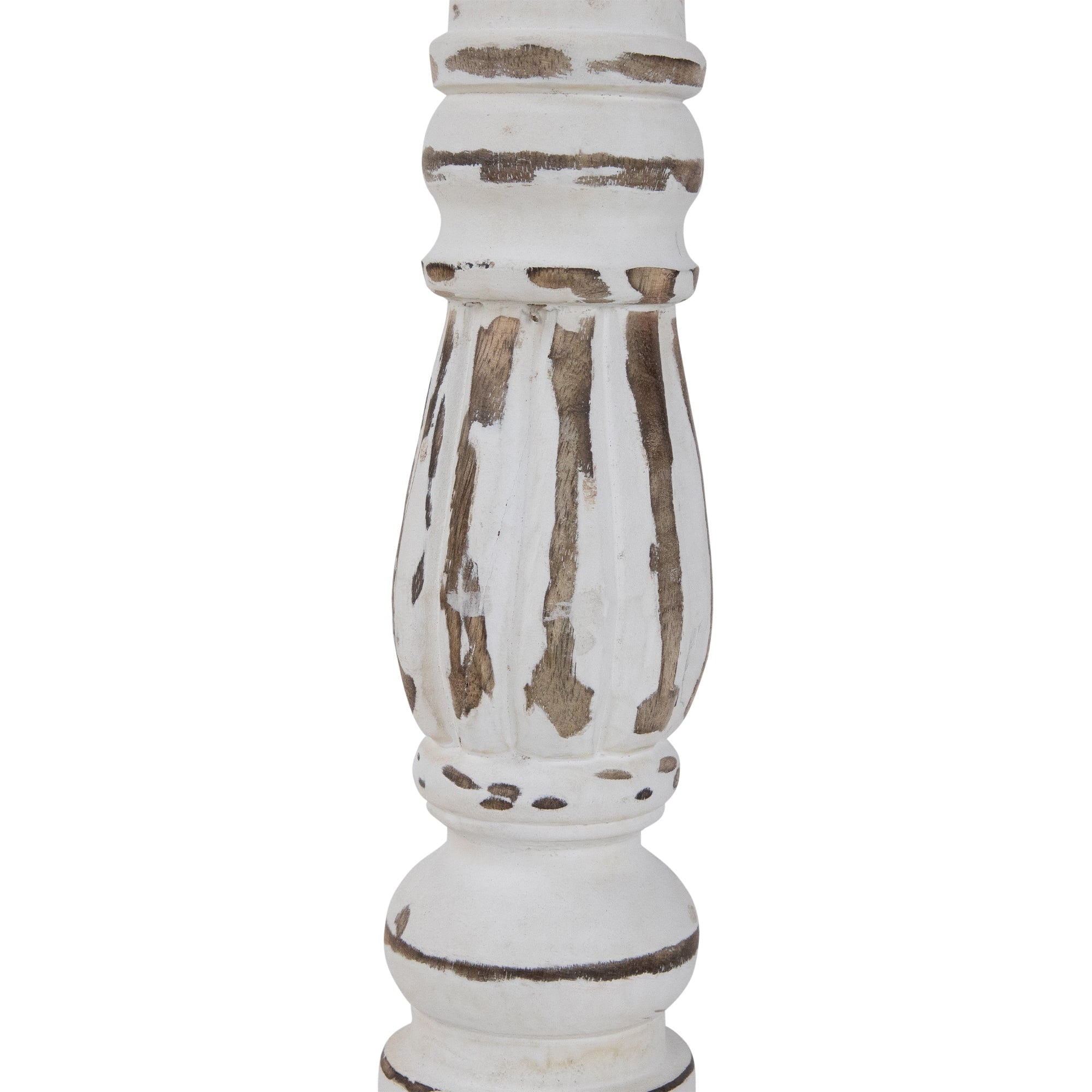 Northlight Set of 2 Antique White Pillar Candle Holders 12"