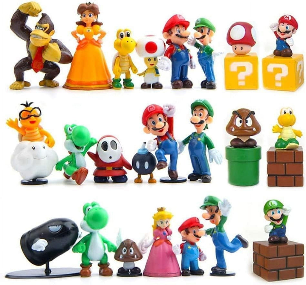 Guvpev Mario Toys Bros Super Mary Princess, Turtle, Mushroom, Orangutan, Mario Action Figures Collectible, Perfect Cake Topper, Birthday Gifts for Kids and Mario Fans (Set of 48)
