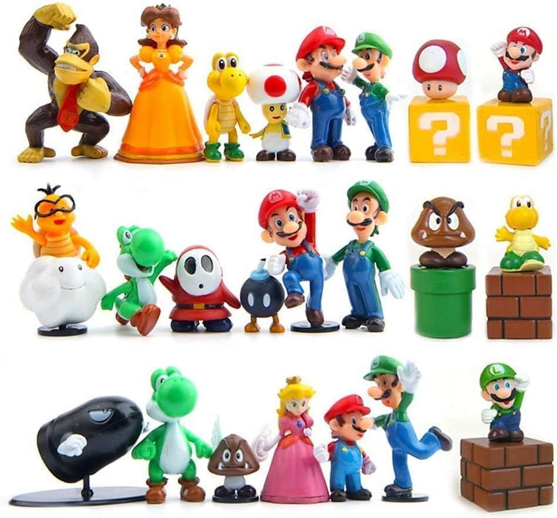 Guvpev Mario Toys Bros Super Mary Princess, Turtle, Mushroom, Orangutan, Mario Action Figures Collectible, Perfect Cake Topper, Birthday Gifts for Kids and Mario Fans (Set of 48)
