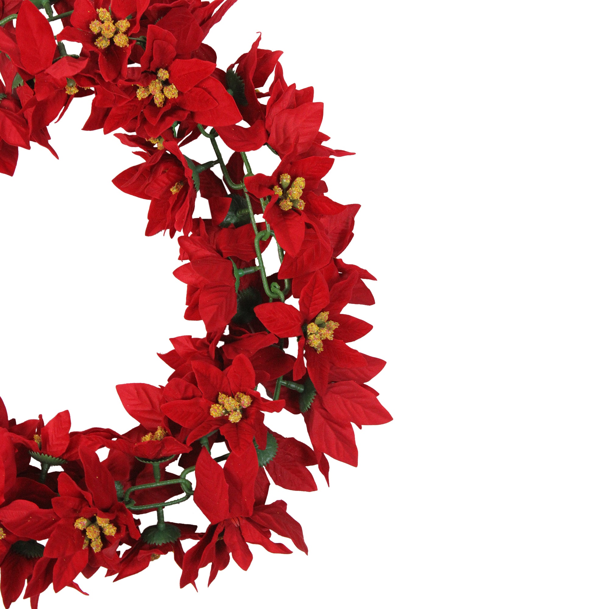 6' Red Poinsettia Floral Artificial Christmas Garland - Unlit