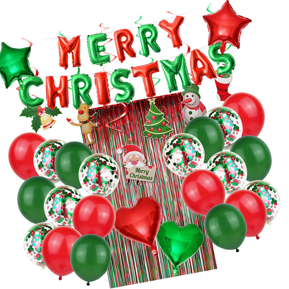 YEAHIBABY-46PCS 2024 Christmas Aluminium Foil Balloons Decorative Balloons for 2024 Christmas Theme Party Decorations