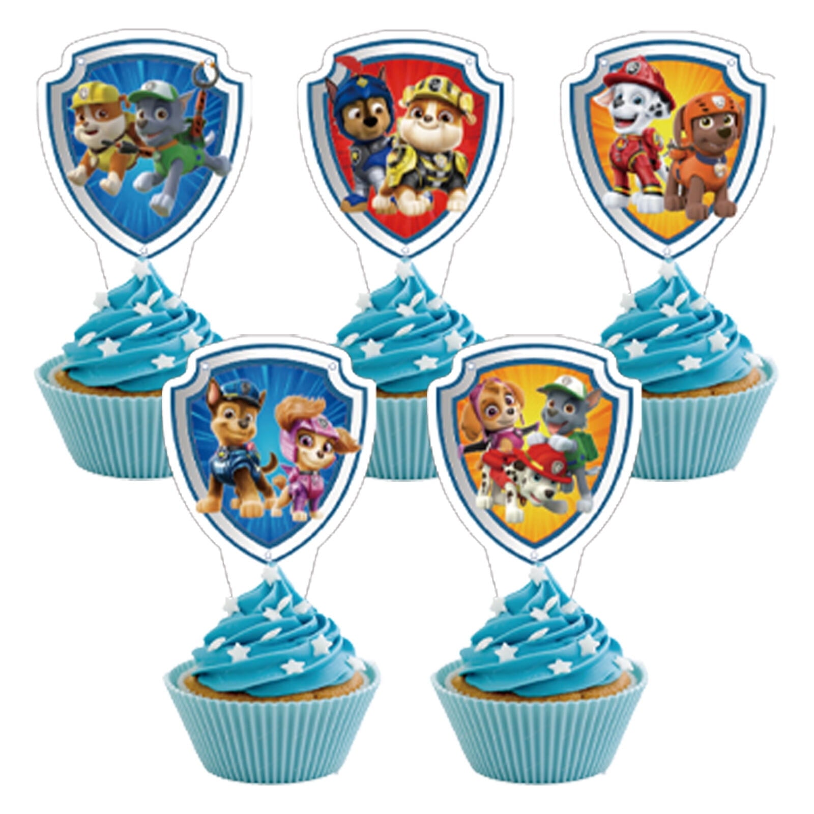 46-Pcs For Paw Cartoon For Patrol-Themed Party Decoration Set – Includes Backdrop, Cake Topper, 24 Cupcake Toppers, and 20 Balloons for Festive Celebrations