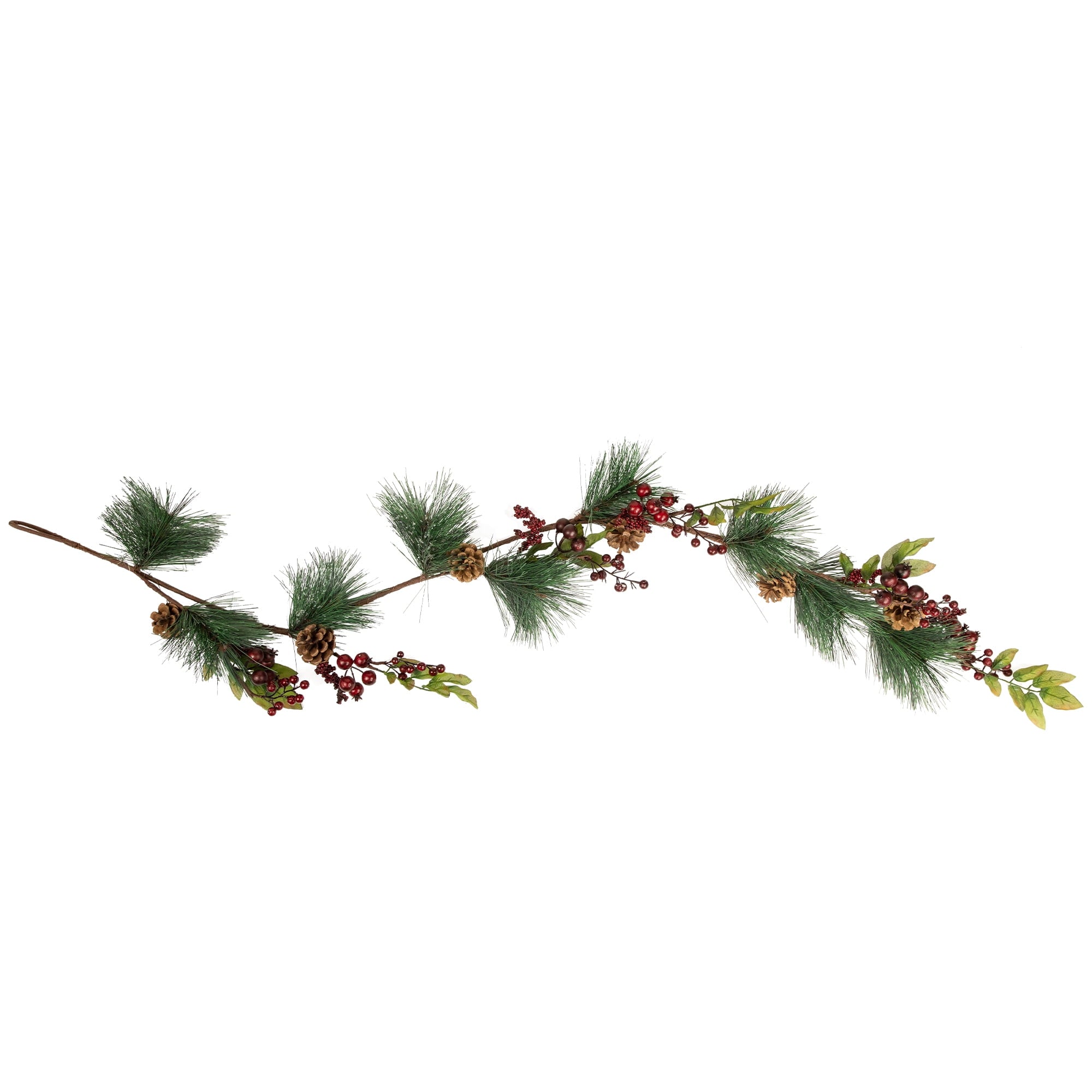 54" Snow Dusted Pine Cones Berries and Long Pine Needles Artificial Christmas Garland - Unlit