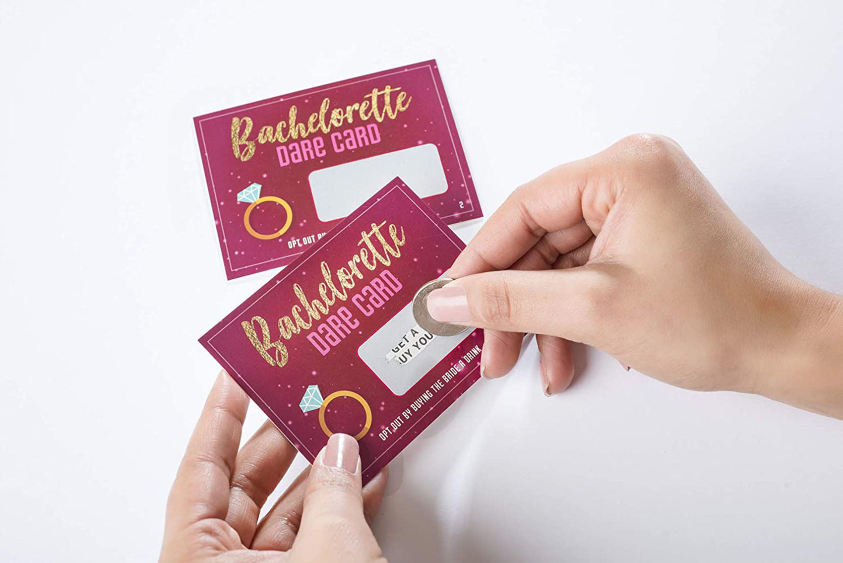 Bachelorette Party Supplies Kit - Set of 25 Dare Cards, 20 Mugshot Signs & One 33 Inch Bachelorette Sash with Goldtone Pin - Girls Night Out Party Accessories & Photo Booth Props