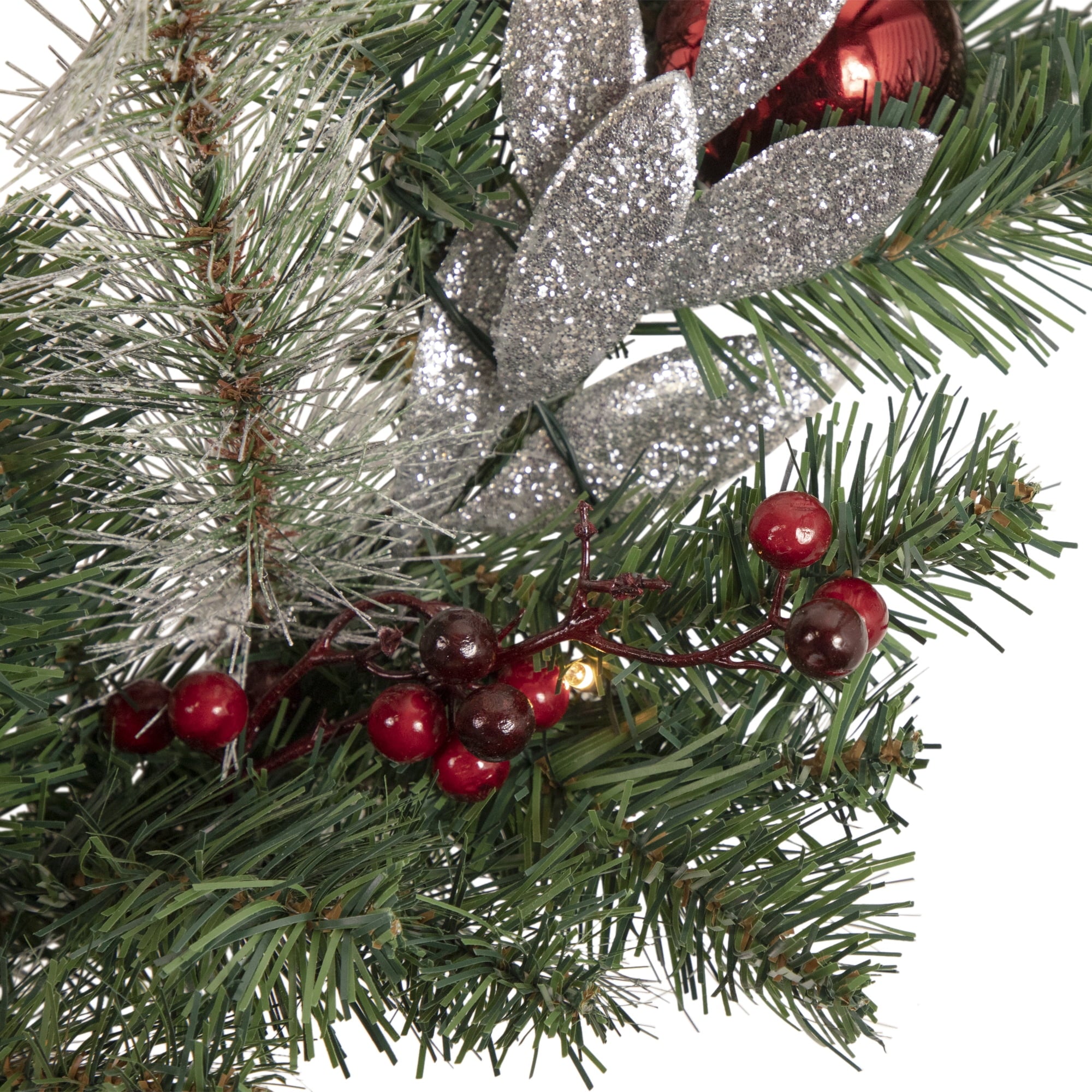 Northlight Pre-Lit Battery Operated Frosted Pine and Berries Christmas Garland - 6' x 9" - Cool