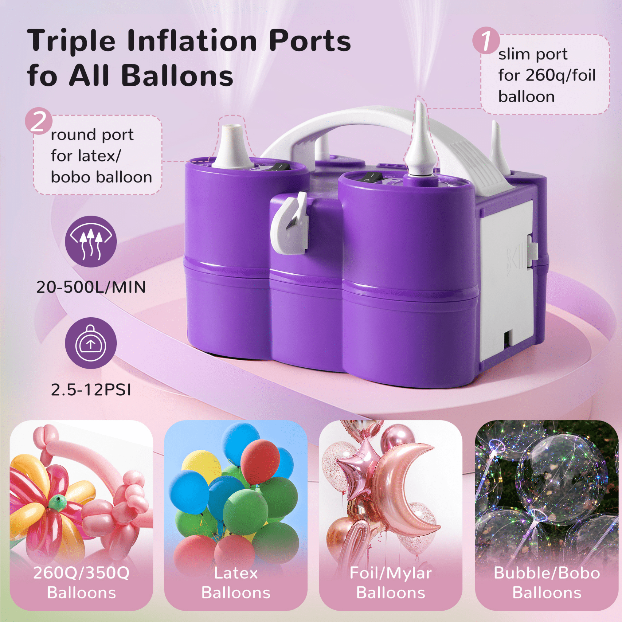 GreatWhip Multi-Purpose Electric Air Pump – Inflate Balloons, Air Beds, Pool Floats & Compression Bags – Rechargeable, 4 Nozzles, UL Certified, Fast  Inflation