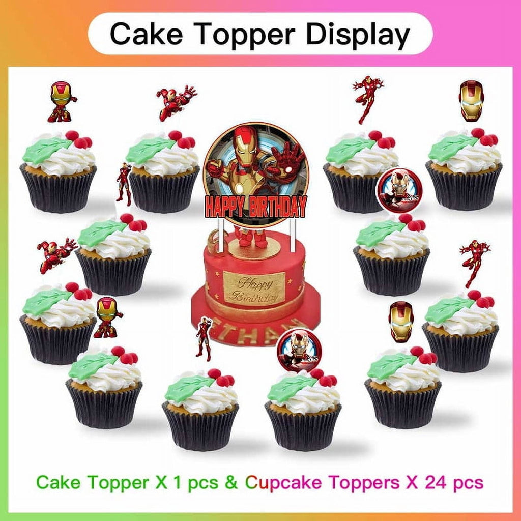 Iron Man Party Supplies Plates Decorations Birthday Cake Topper Banner Decor Backdrop Balloons