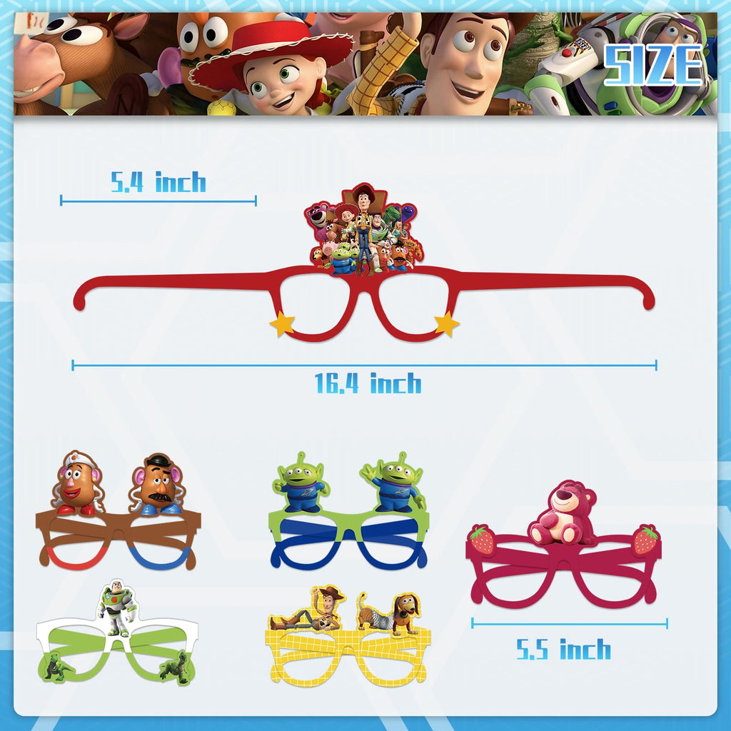 12Pcs Toy Story Themed Glasses, Party Supplies Photo Booth Prop Cartoon Character Cosplay Birthday Gift for Kids.