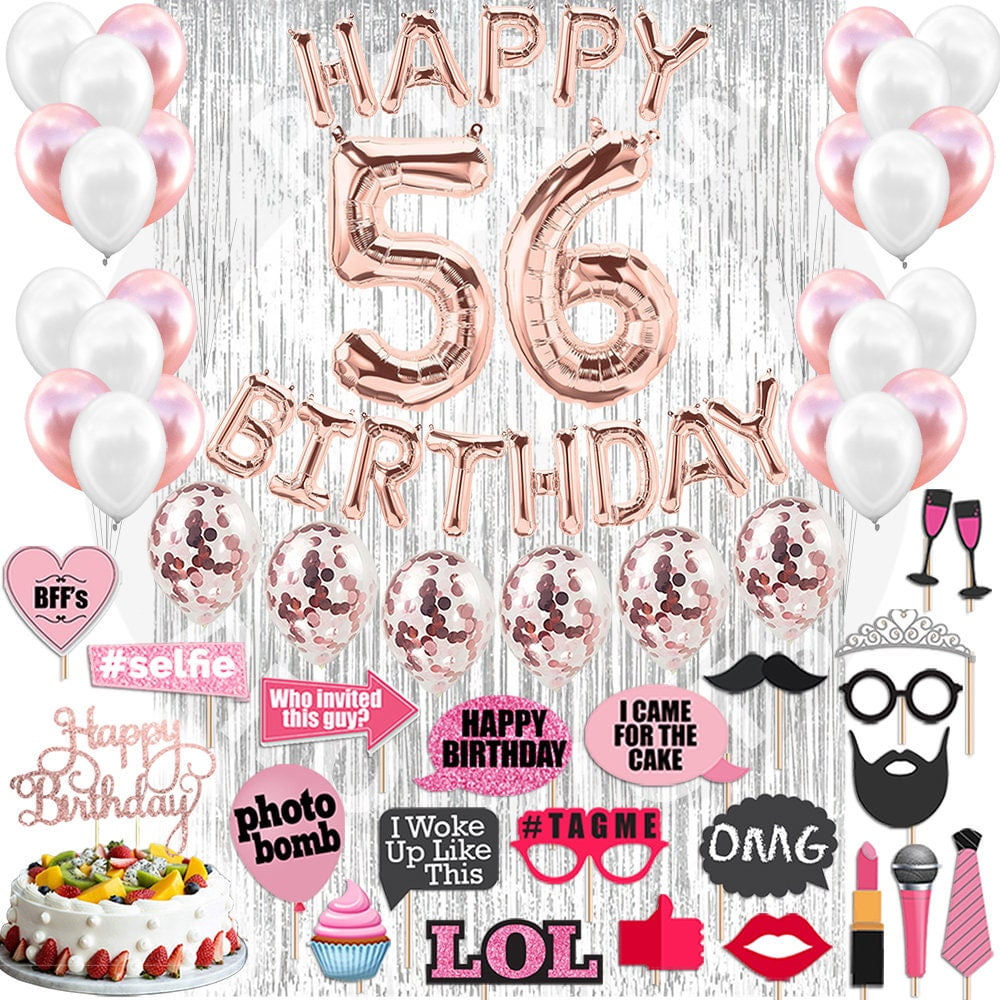 4th Birthday Decorations Party Supplies, Rose Gold 4Number Balloons 4th Foil Mylar Balloons Latex Balloon Decoration 4th Birthday Gifts