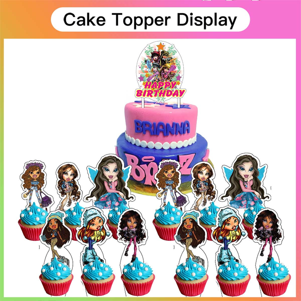 Bratz Girls Party Supplies Balloons Tableware Birthday Decorations Plates Banner Cake Topper Backdrop