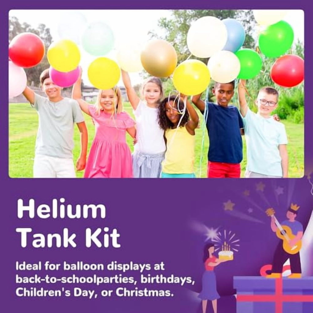 7L Helium Tank for Balloons at Home 2 Pack Helium Balloon Pump Kit with 30 Assorted Latex Balloons, White Curling Ribbon and Wholesalehome Balloon Tie Tool