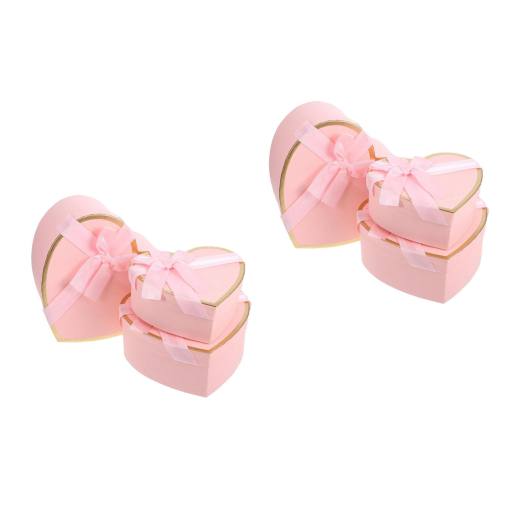 Raindrops 2 Sets  Valentines Day Heart Shaped Boxes Valentines Nesting Cardboard Cookie Box Flower Box Wraps Boxes For Wedding Birthday Present Wrapping Packaging Pink