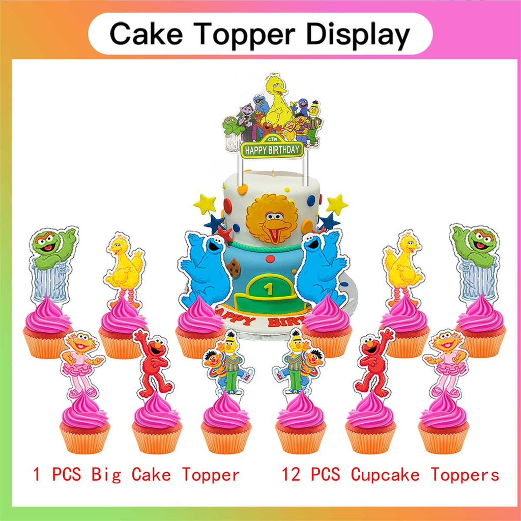 Sesame Street Birthday Party Supplies Balloons Paper Plates Decoration Cake Topper Decor Tableware Banner Backdrop