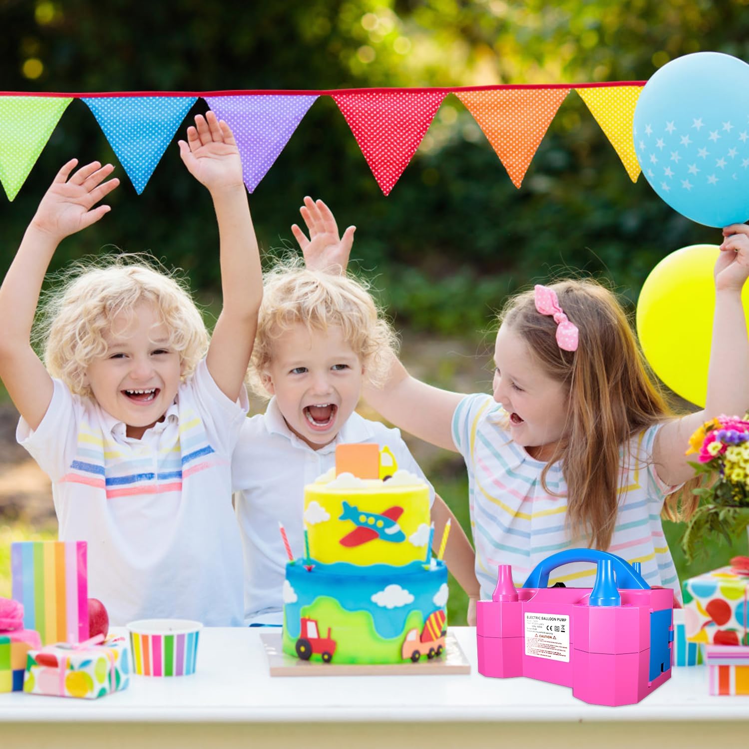 Balloon Pump, Balloon Pump Electric, Electric Balloon Pump at Home, Portable Air Blower with Dual Nozzle Balloon Air Pump for Decoration, Party and Save Time