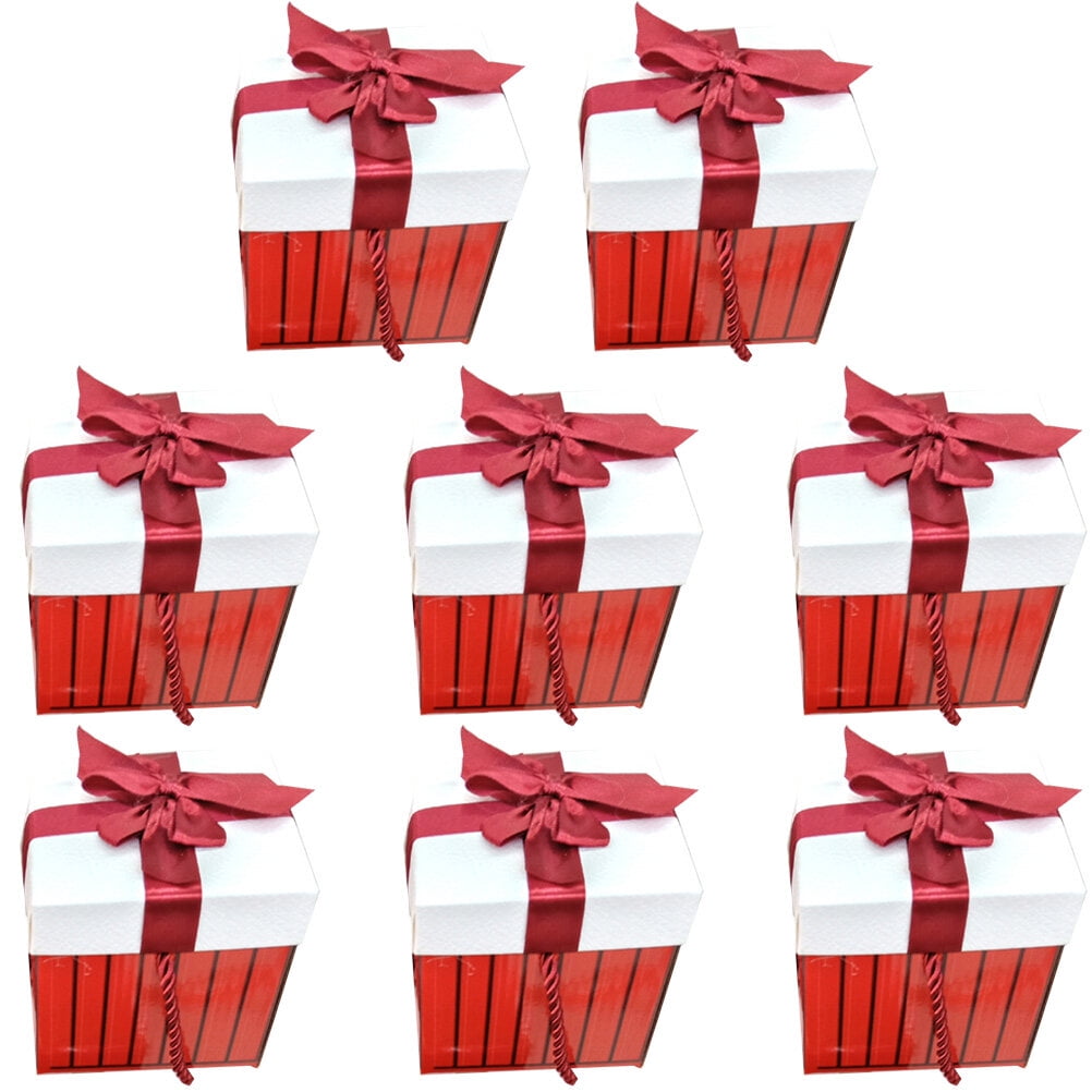 WHAMVOX Red Synthetic Material Gift Box for Storage Portable Christmas Packaging 8 Pieces