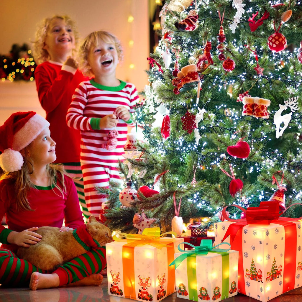 EastVita Christmas Decorations Outdoor Christmas Decorations 3 Packs Lighted Gift Boxes Decorations