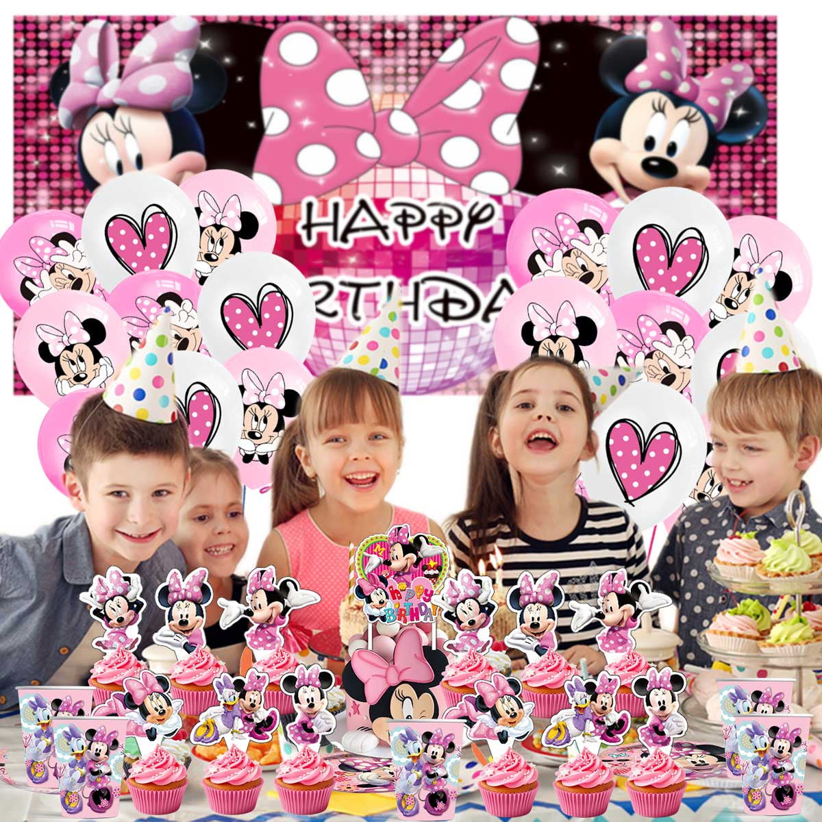 Mouse Birthday Party Supplies Balloons Plates Decoration Cake Topper Decor Tableware Banner Backdrop