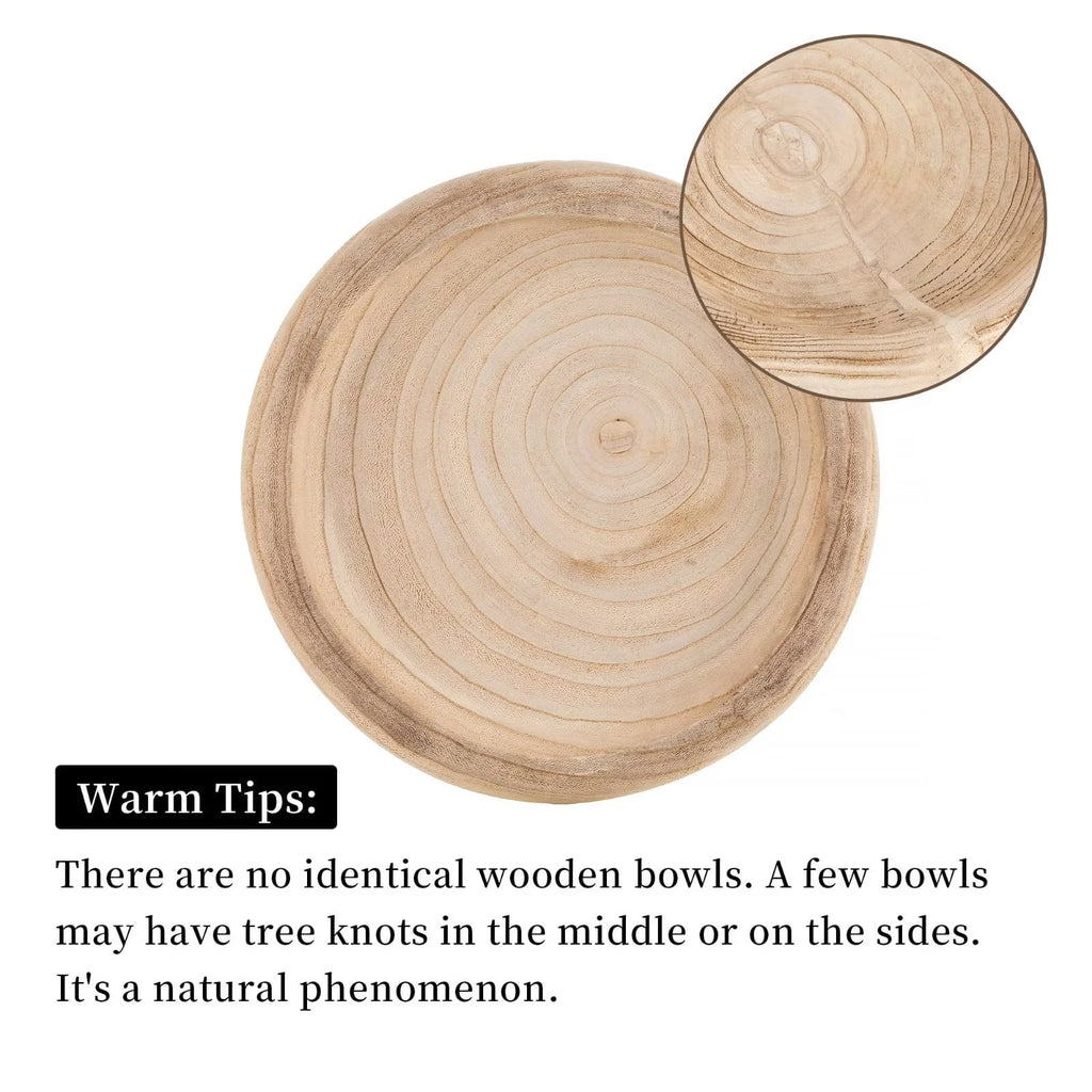 Hanobe  Wooden Dough Bowls Decorative Bowl for Ball Fillers Home Decor: Round  Key Bowl for Entryway Table 12.6”