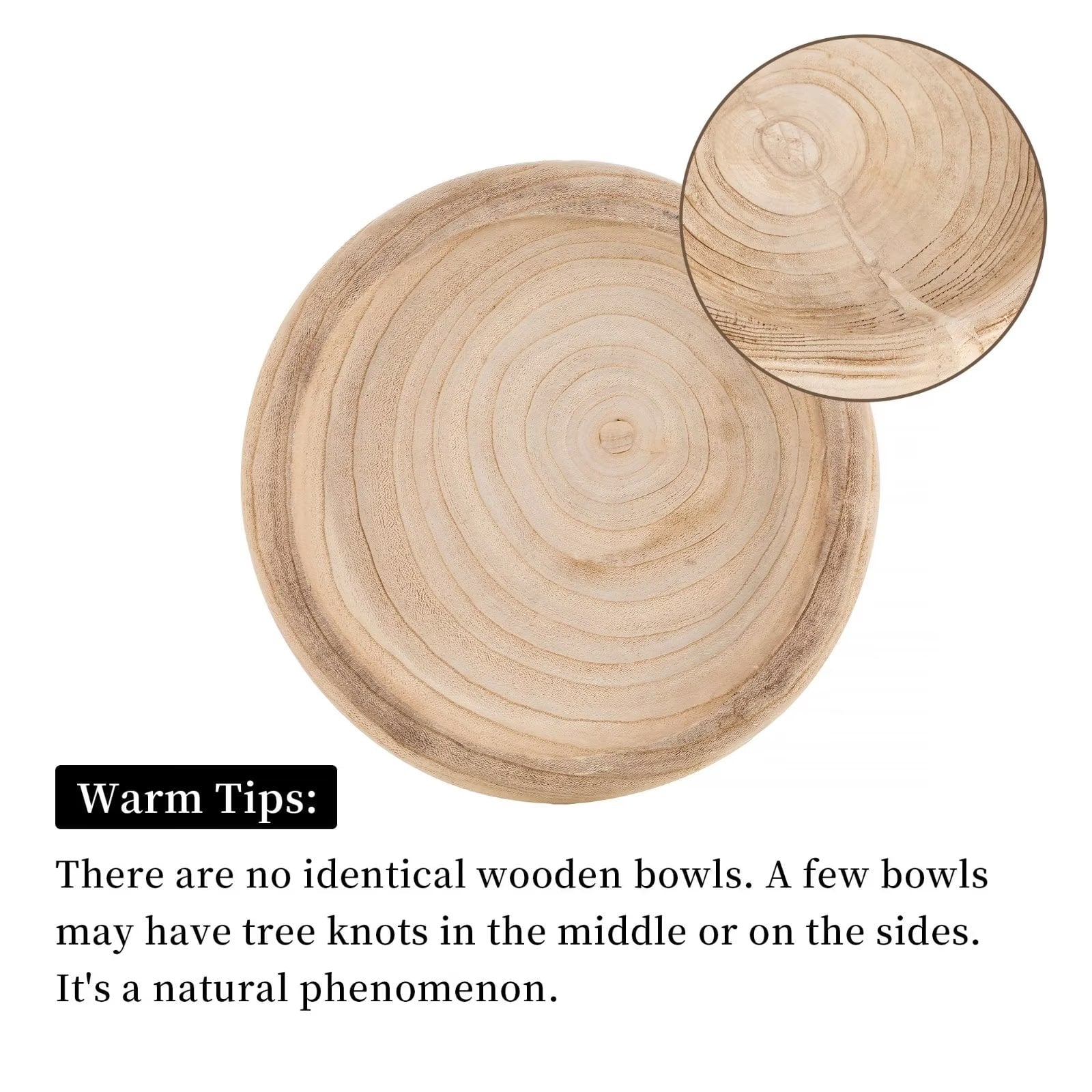 Hanobe  Wooden Dough Bowls Decorative Bowl for Ball Fillers Home Decor: Round  Key Bowl for Entryway Table 12.6”