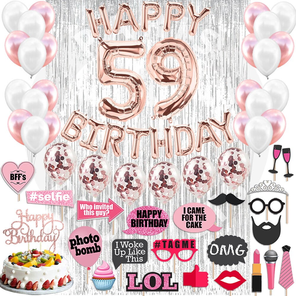 4th Birthday Decorations Party Supplies, Rose Gold 4Number Balloons 4th Foil Mylar Balloons Latex Balloon Decoration 4th Birthday Gifts