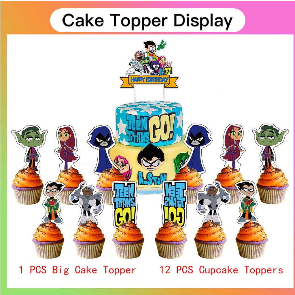Teen Titans Go Party Supplies Decor Tableware Backdrop Banner Cake Topper Balloons Birthday Decorations