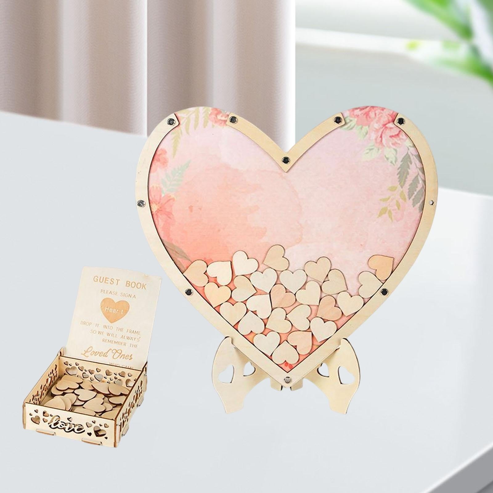 Wedding Guest Book, with 80 Drop Box, Gift Unique Guestbook Sign Book Reception, for Wedding Baby Shower Funeral , Pink Heart