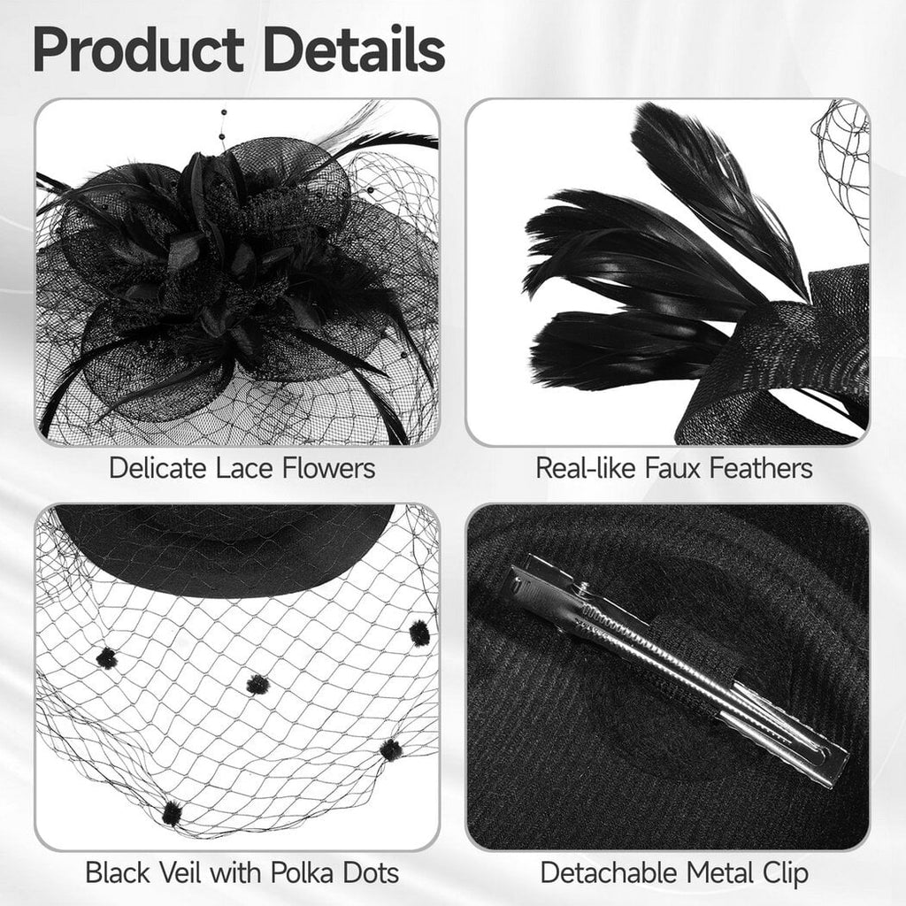 8 Pcs Fascinators Hats Tea Party Hats for Women Girls,Flower Feathers Mesh Hat for Cocktail Party Church Wedding Christmas