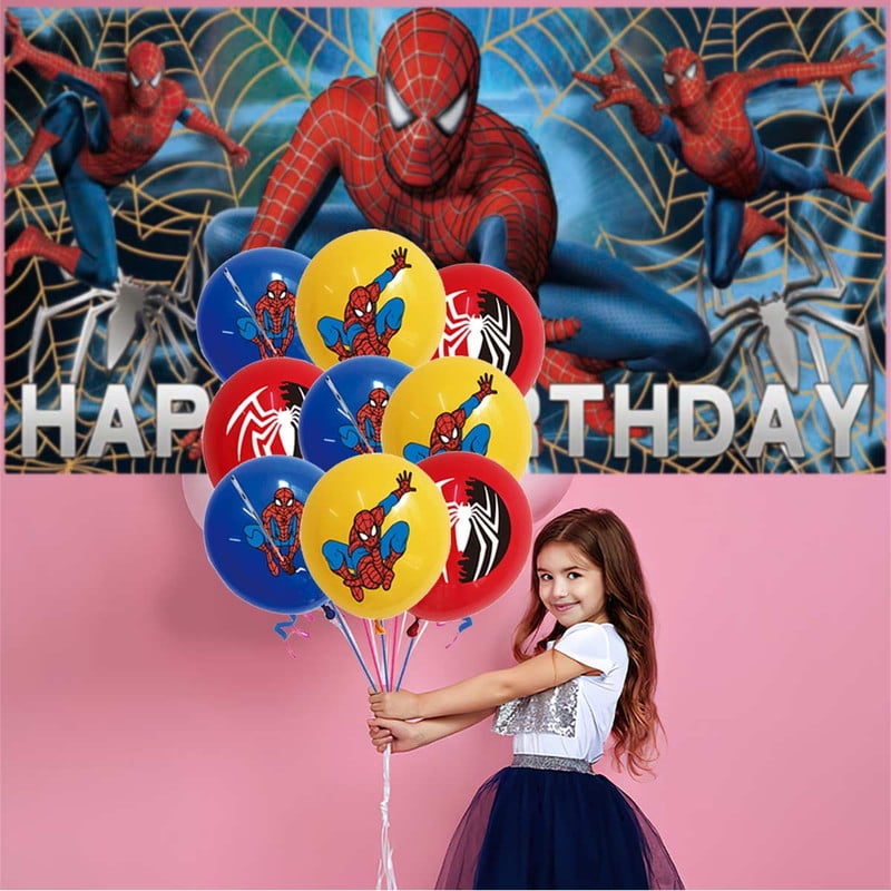 Spiderman Party Supplies Plates Decoration Backdrop Banner Birthday Decor Tableware Fans Balloons