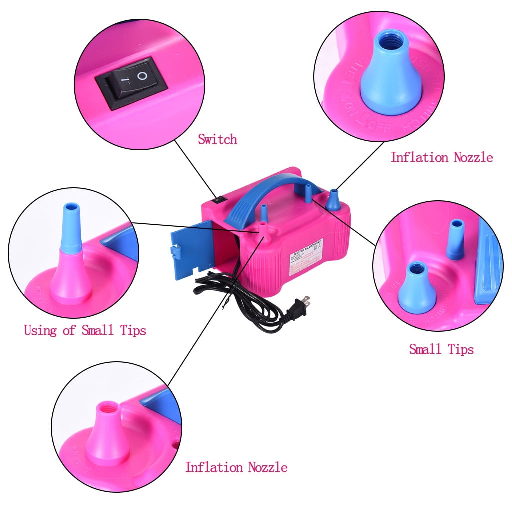 Fridja Portable Dual Nozzle Rose Red 110V 600W Electric Balloon Blower Pump/ Inflator