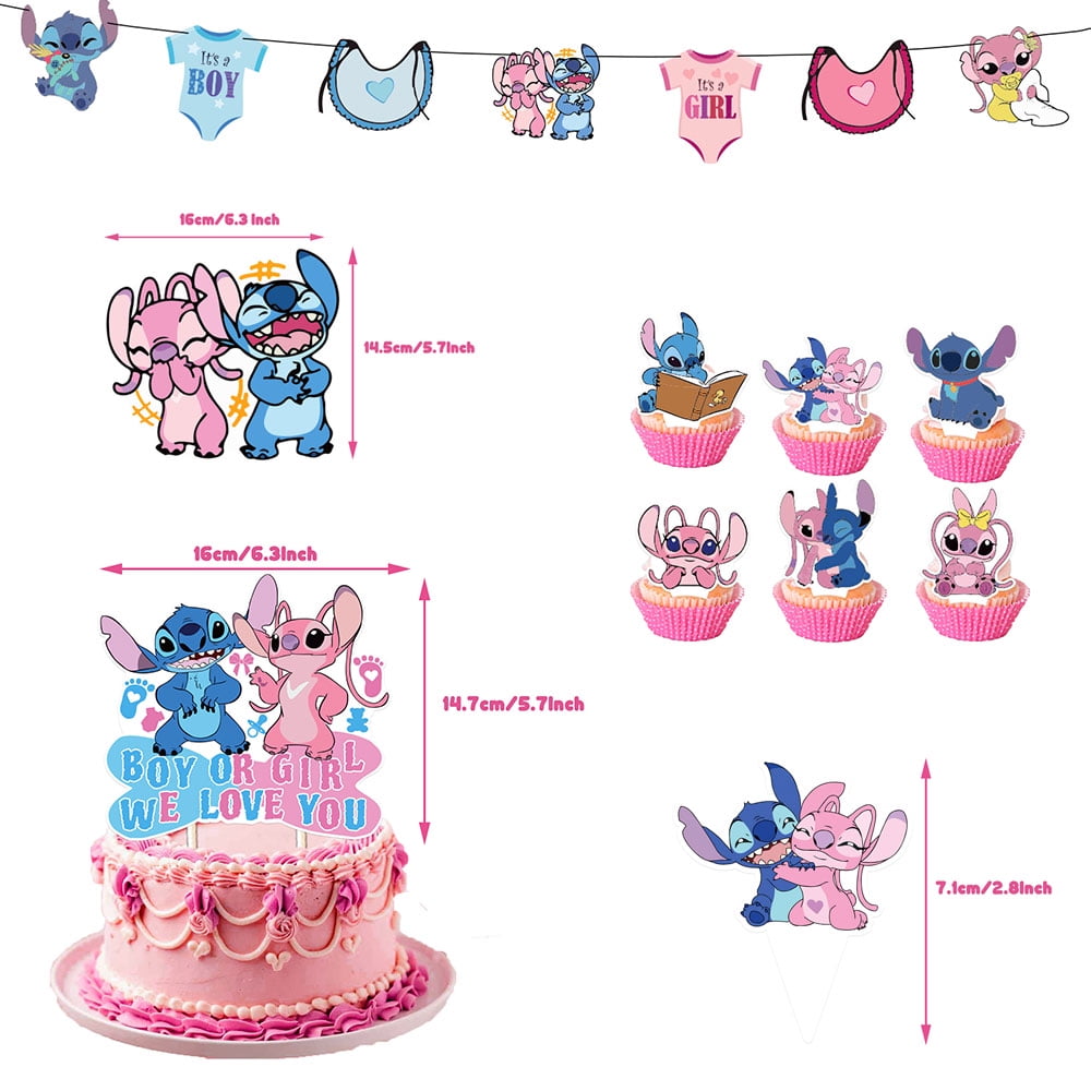 Gender Reveal Decorations Party Supplies Boy or Girl Gender Reveal Banner Balloons, Cupcake Toppers, Backdrop for Baby Shower Pink and Blue Party Decorations