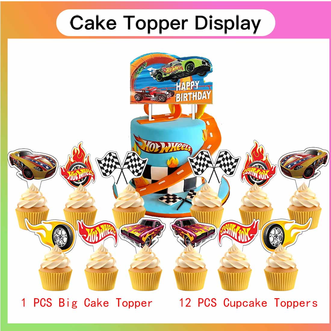 Hot Wheel Party Supplies Decor Tableware Backdrop Banner Cake Topper Balloons Birthday Decorations