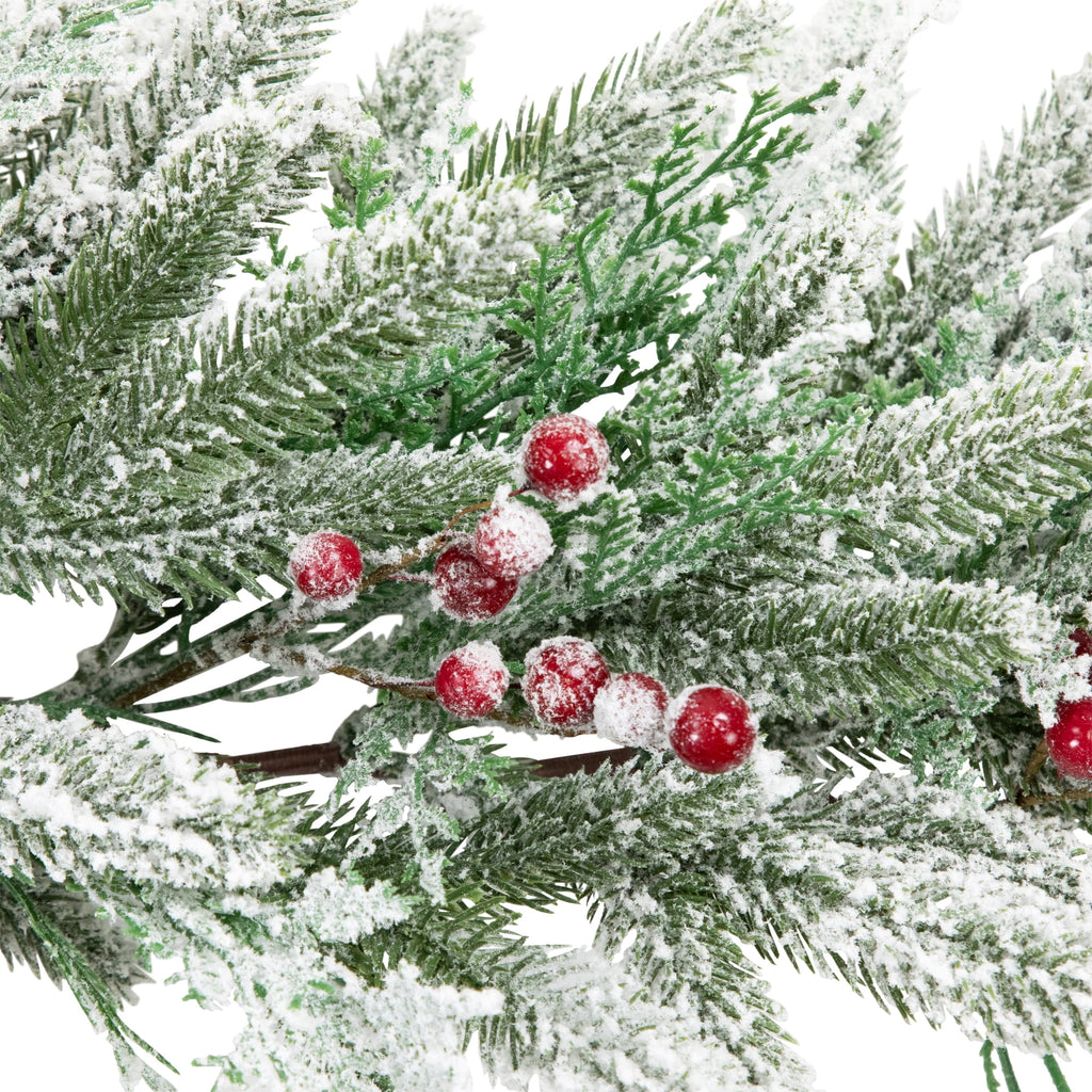 Northlight Real Touch™️ Flocked Wind River Fir with Berries Artificial Christmas Garland - 7' x 12"