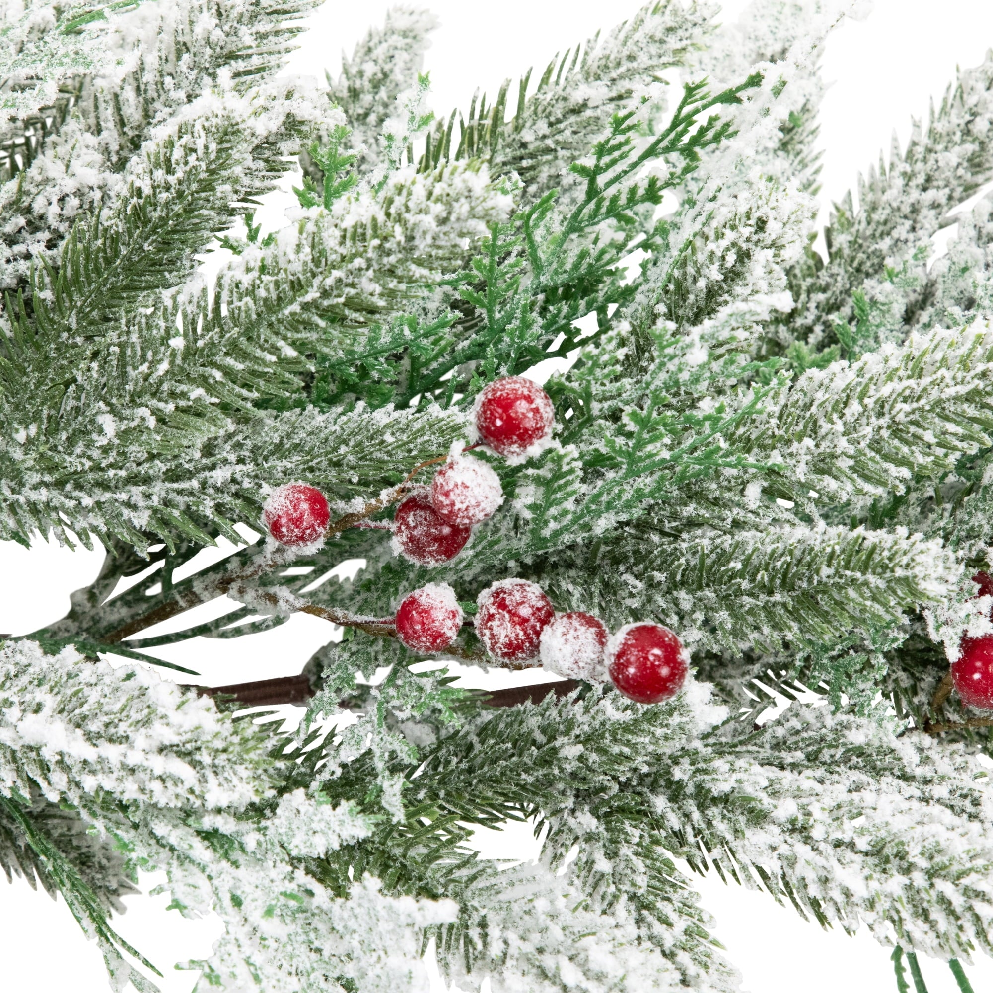 Northlight Real Touch™️ Flocked Wind River Fir with Berries Artificial Christmas Garland - 7' x 12"