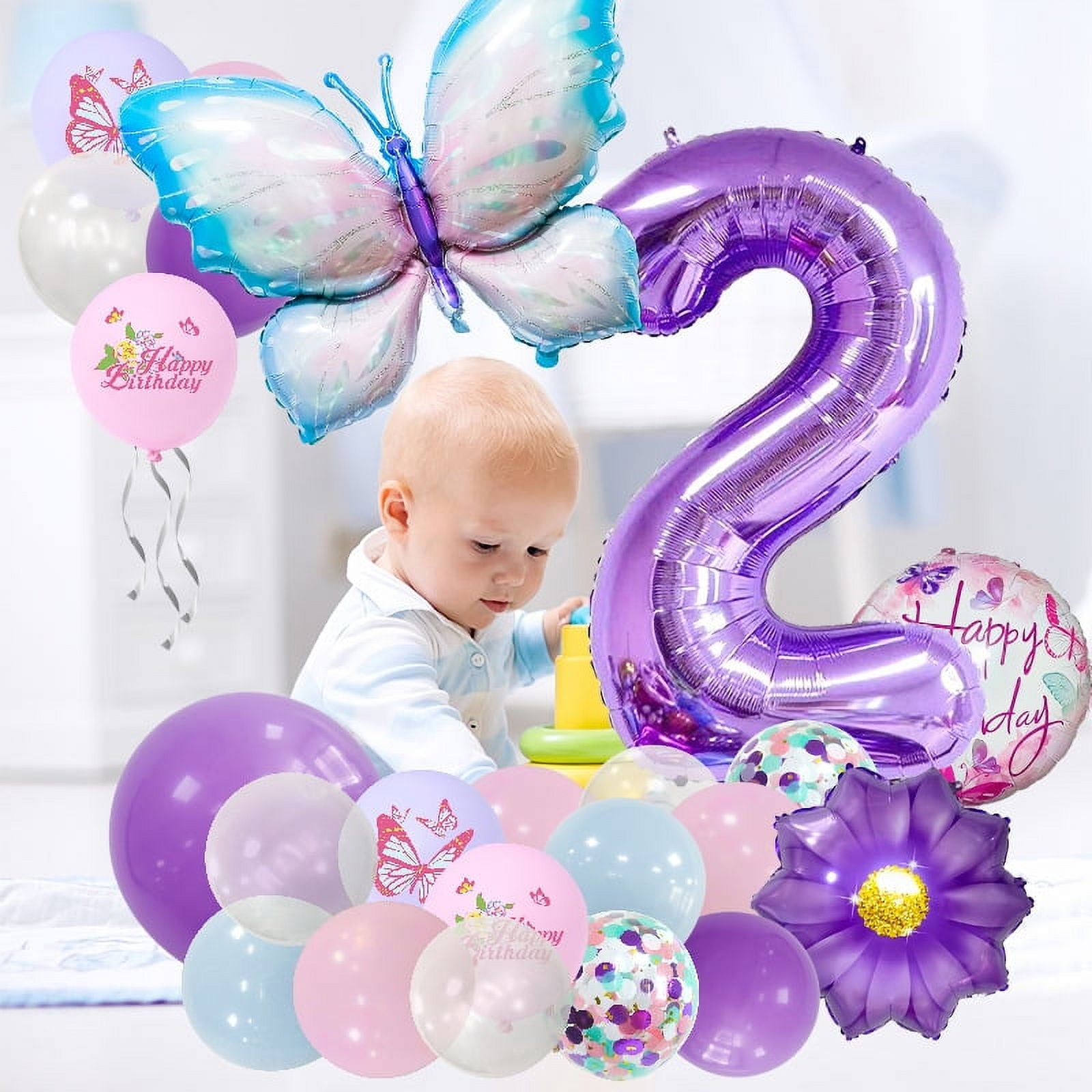 Purple Butterfly Number Balloon Set 1 2 3 4 5 6 7 8 9 Purple Number Children Birthday Party Decorative Balloons Wholesale (6)