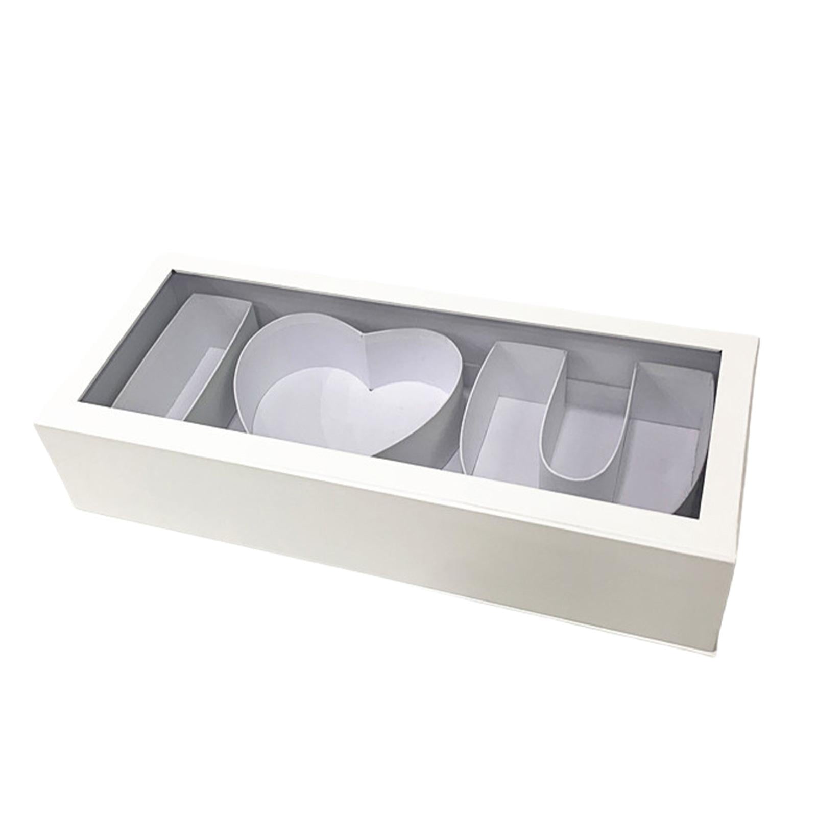 HOMYL Empty Flower Box Fillable Gift Box,i Love U Letter Shaped Gift Box Craft DIY,Cardboard,Container for Valentines's Day Parties white