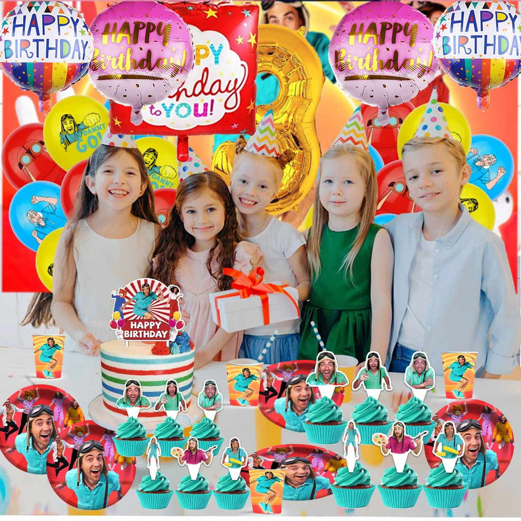 Danny go Balloons Party Supplies 3rd Decor Tableware Birthday Cake Topper Decorations Banner Backdrop