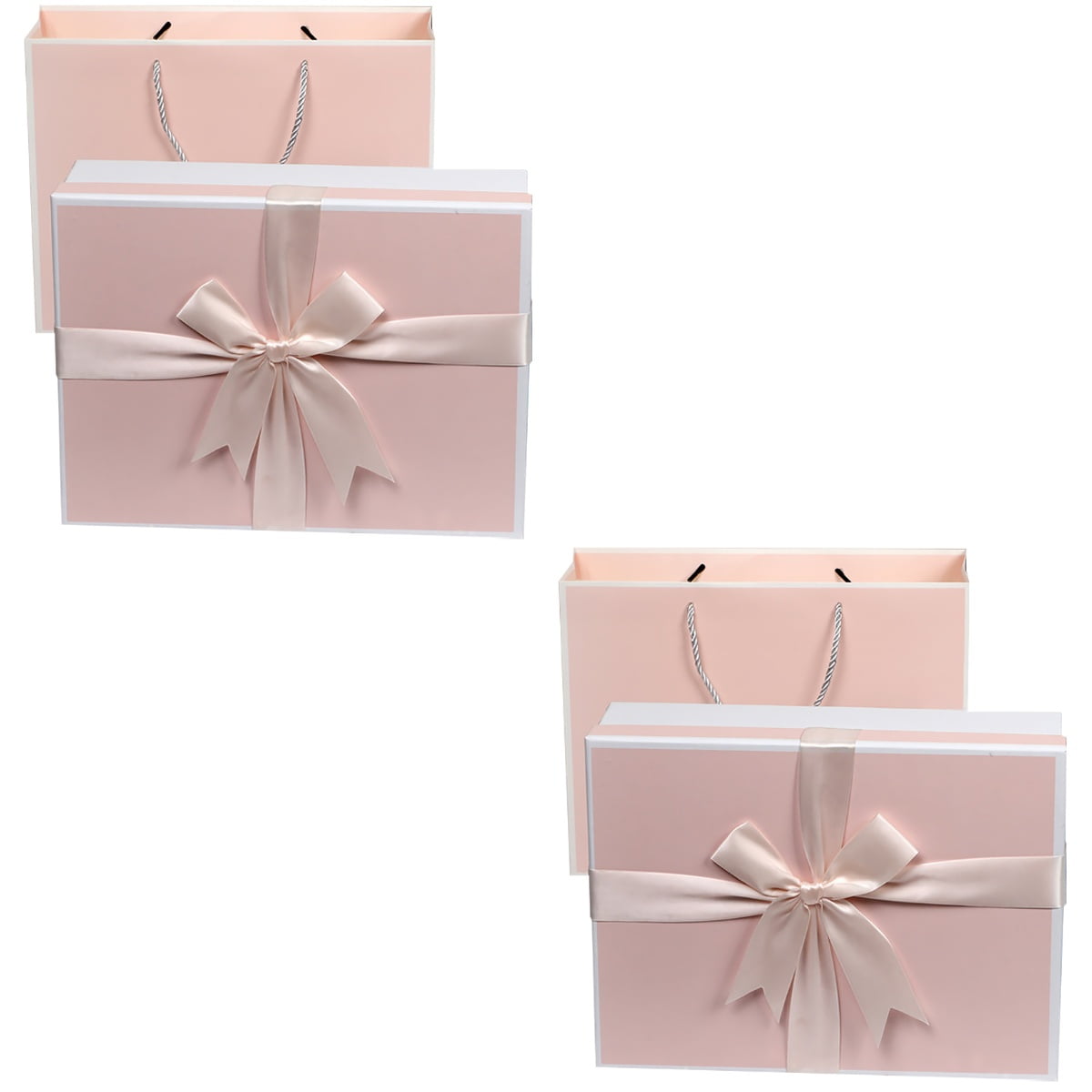 Masteelf 2 pcs Delicate Bow Ribbon Wrapping Box Christmas Gift Wrapper Christmas Gift Box