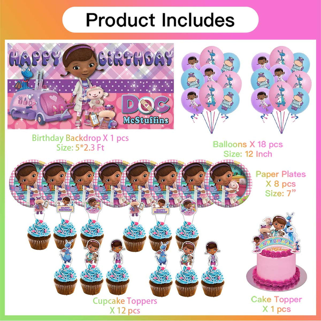 Doc Mcstuffins Birthday Party Supplies Balloons Plates Decoration Cake Topper Decor Tableware Banner Backdrop