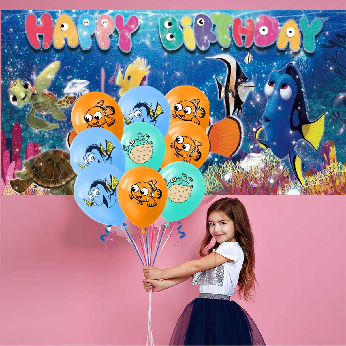 Fingding Nemo Birthday Party Supplies Balloons Plates Decoration Cake Topper Decor Tableware Banner Backdrop