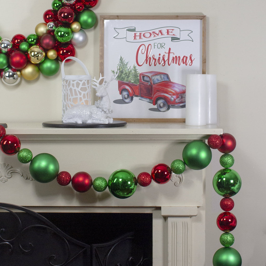 Northlight Shatterproof Ball Artificial Christmas Garland - 6' X 3.75" - Green - Unlit