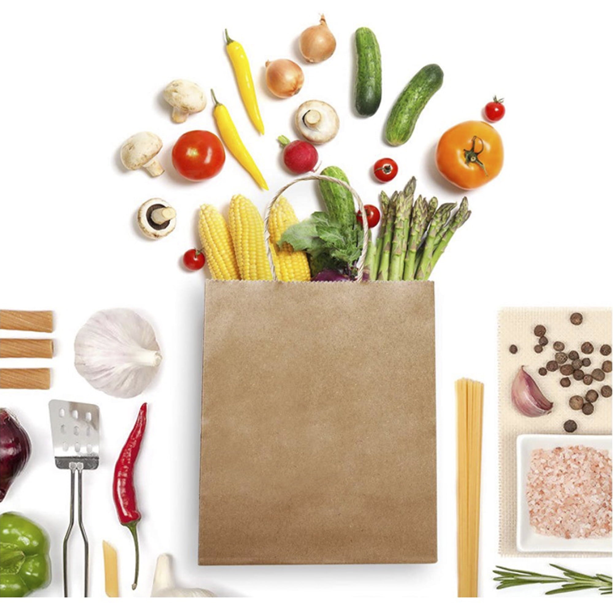 Jet Paper Bags 50 Pcs 10" x 5" x 10H" Brown Kraft Paper Shopping Bag with Twisted Handles - AYLA