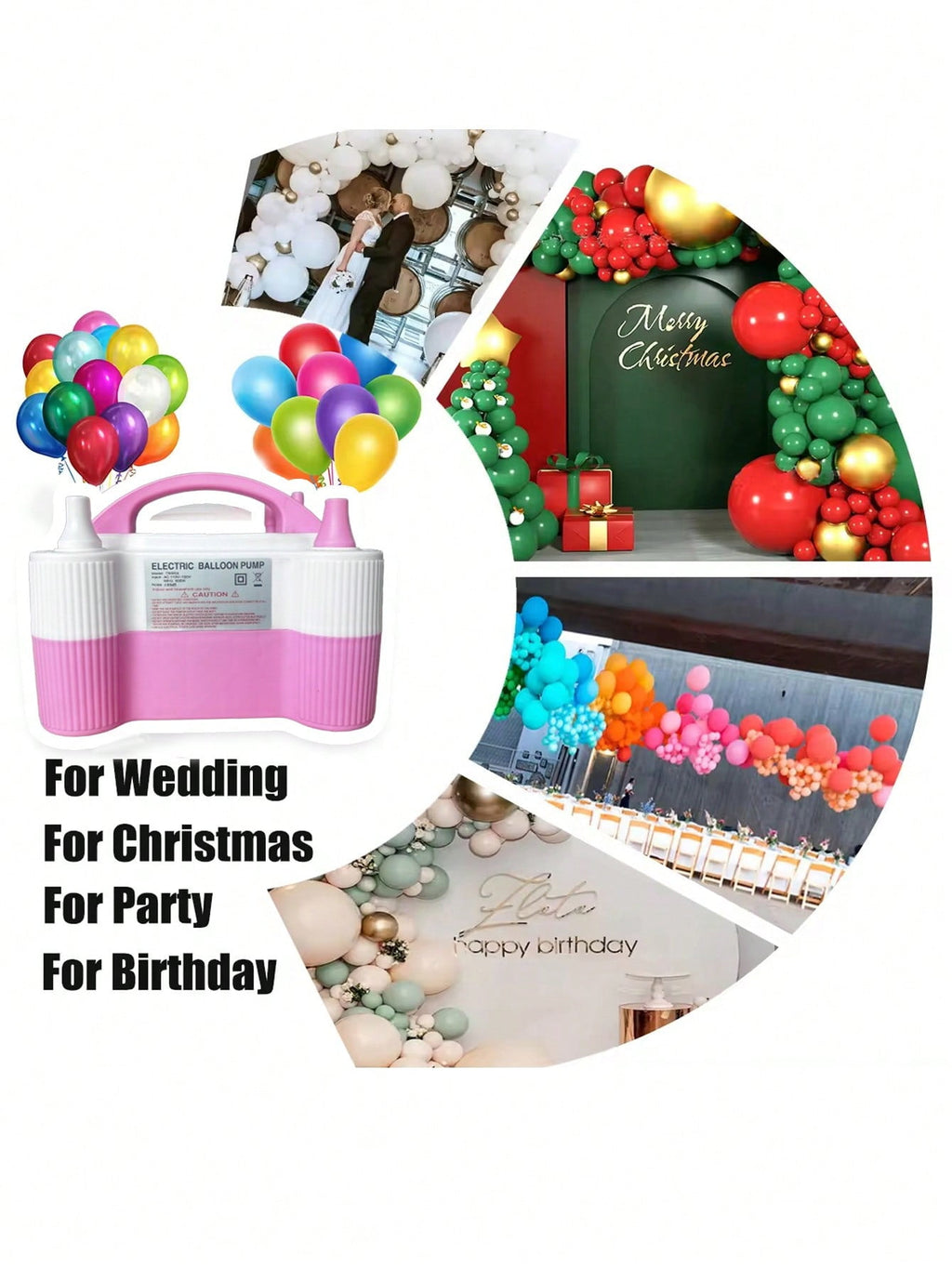 Electric Air Balloon Pump, Portable Dual Nozzle Electric Balloon Inflator For Birthday Wedding Party Decoration 110V 600W