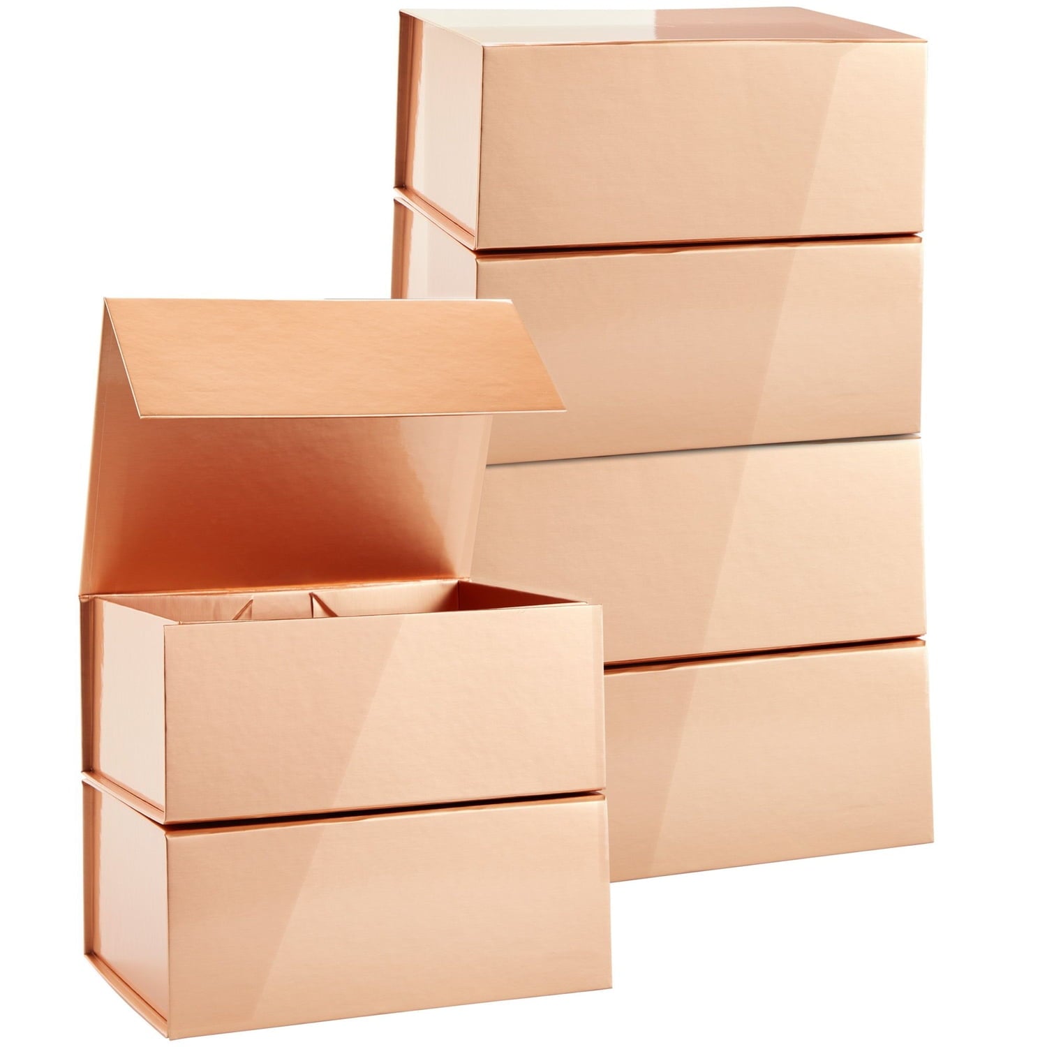 6 Pack Magnetic Gift Boxes with Lids, 9.5 x 7 x 4 Inches for Birthday, Wedding, Groomsman and Bridesmaid Proposal Box (Pink)