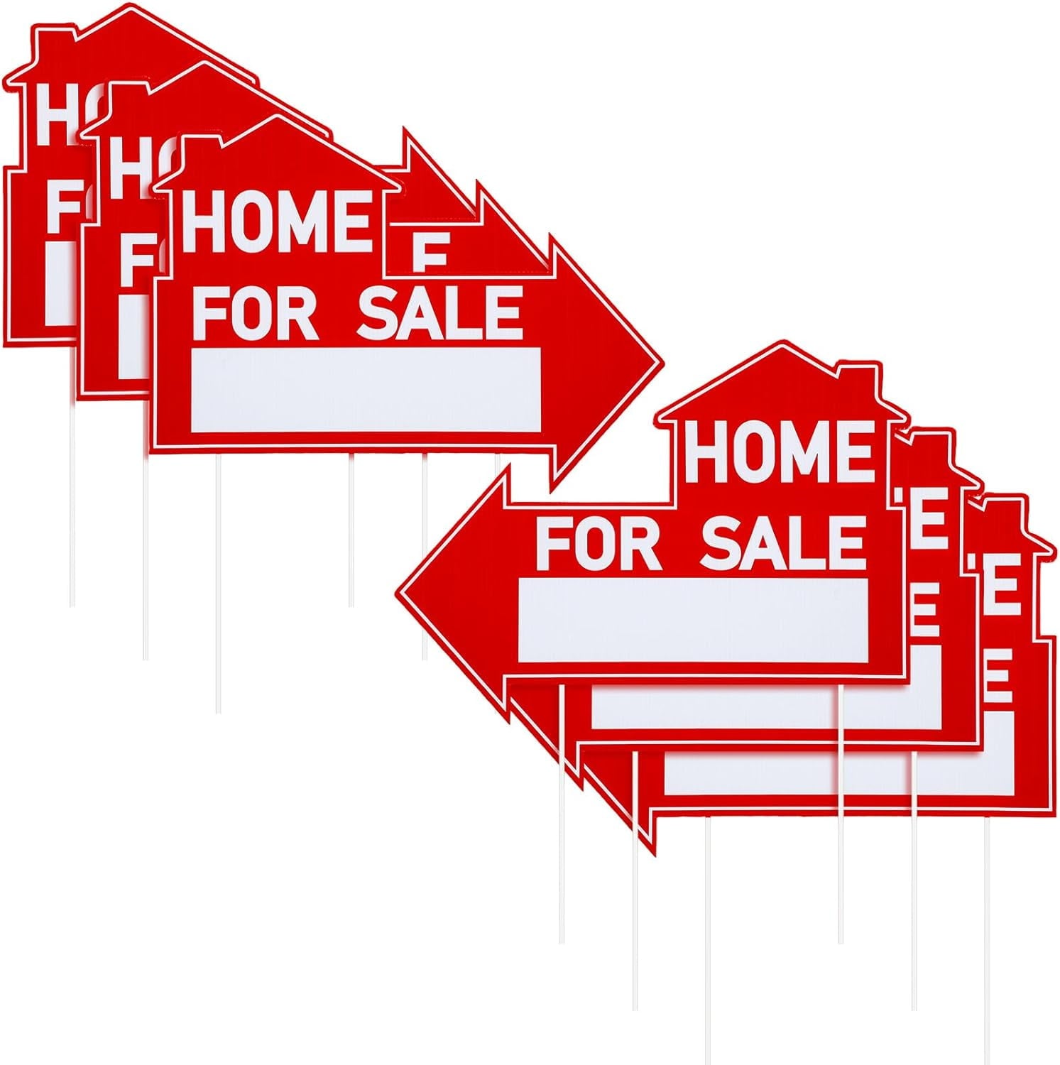 6 Pcs Home for Sale Signs with Stakes 12 x 16 Inch Double Sided for Sale by Owner Yard Sign Directional Arrow Estate Sale Signs for Real Estate Lawn Garden Yard(Home for Sale)