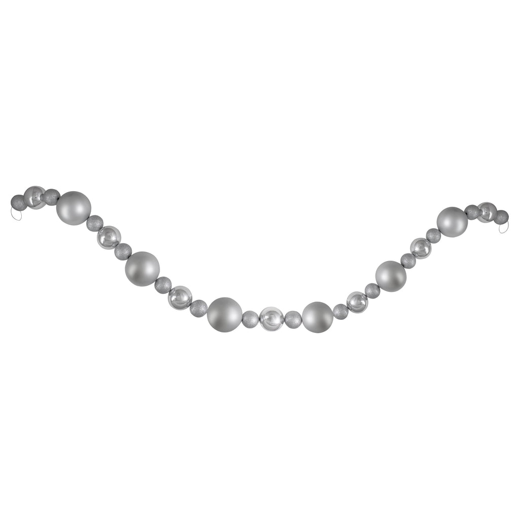 6' Silver Splendor Shatterproof Ball Artificial Christmas Garland - Unlit