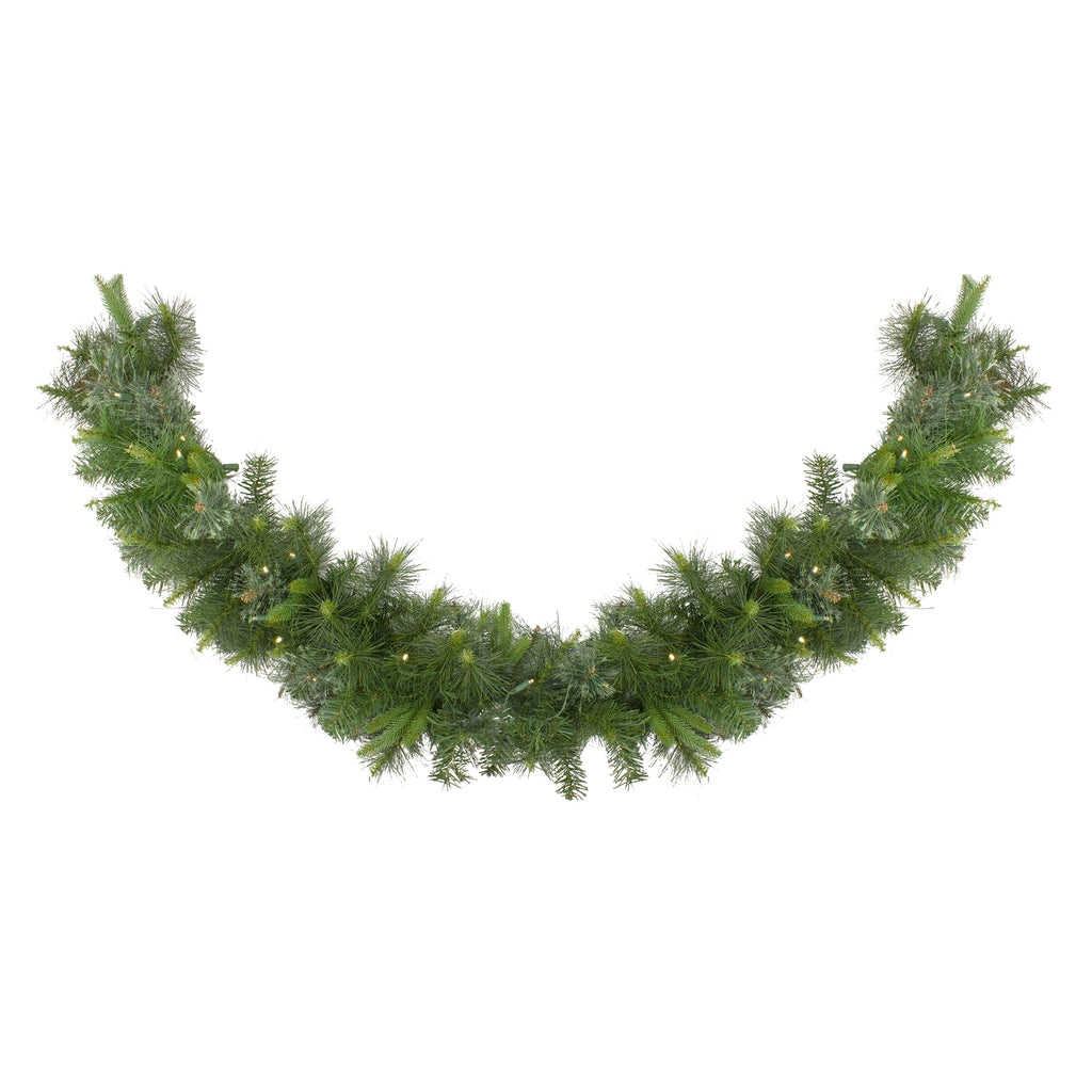 6' x 14" B/O Pre-Lit Cashmere Mixed Pine Artificial Christmas Garland - Warm White LED Lights